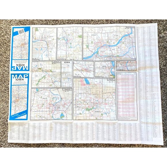 Iowa Highway State Map Road Travel Cedar Rapids Waterloo Sioux City Vintage - Picture 3 of 8